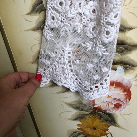 Karen Kane Sheer Embroidered Top Off White - Picture 4 of 5